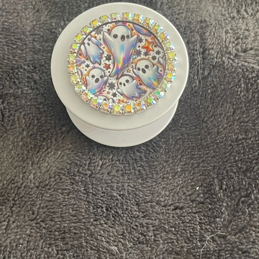 Ghost Design Phone Grip with Rhinestones